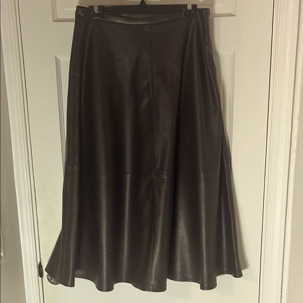 A Line Faux Leather Skirt